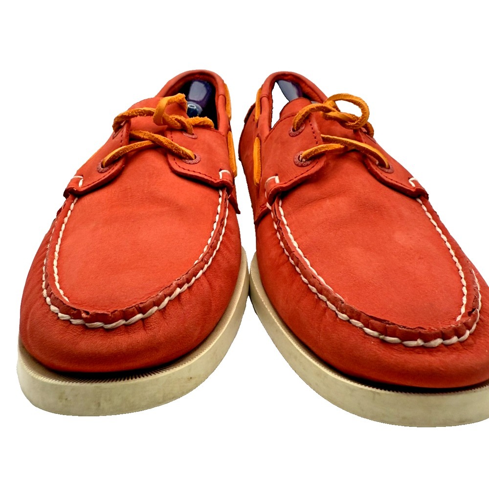 Sebago Docksiders Sz 10 Red Authentic Portland Ariprene Suede Leather Slip Resis - Picture 5 of 7